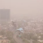A thick layer of dust engulfed the sky in the capital